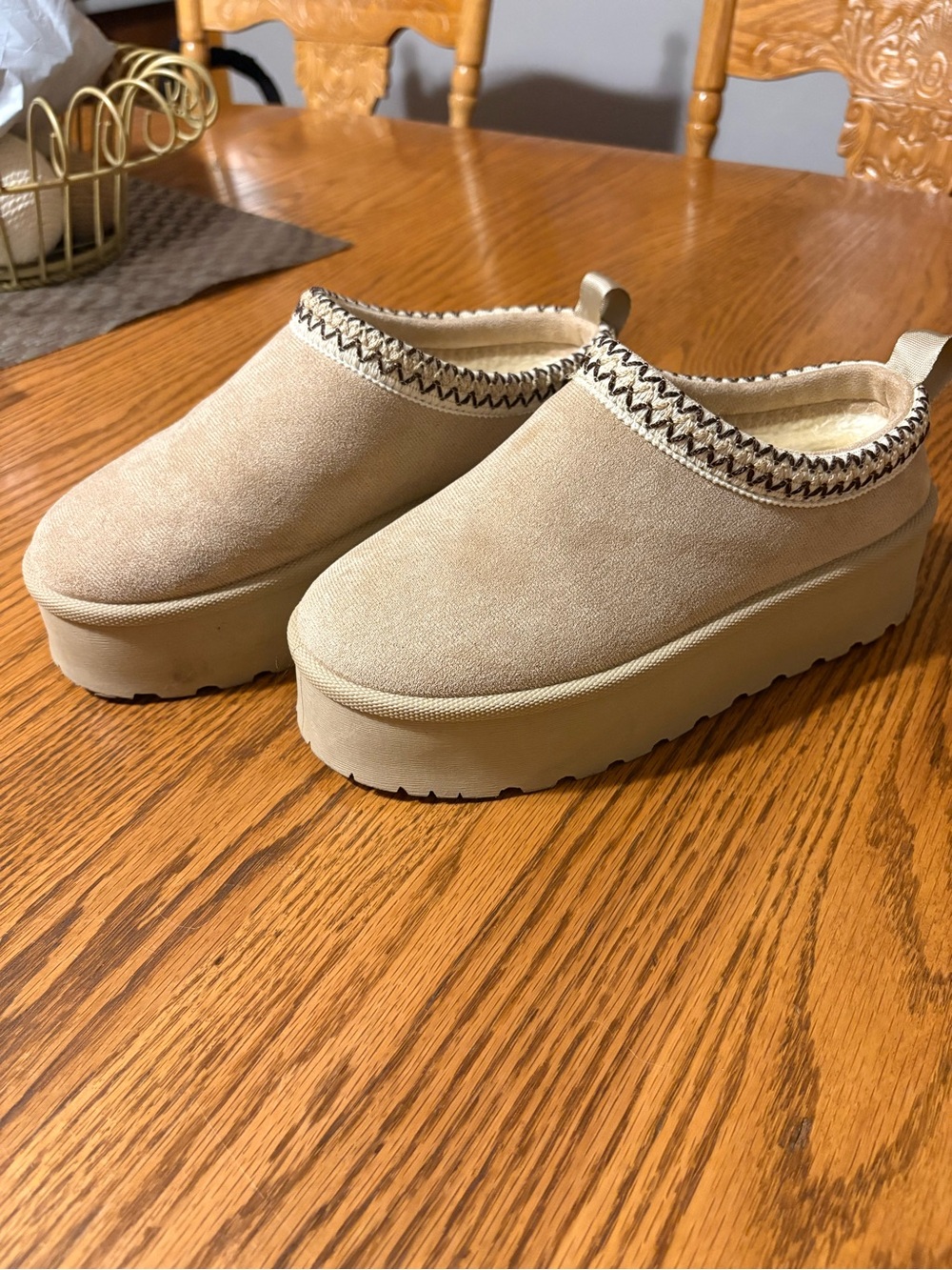 Nanette Lepore Tan Platform Slip-On Mules with Decorative Trim